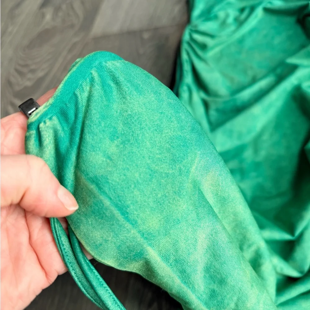 Zara Ruched Bodycon Dress in Yellow Green Size M-L - Picture 4 of 7